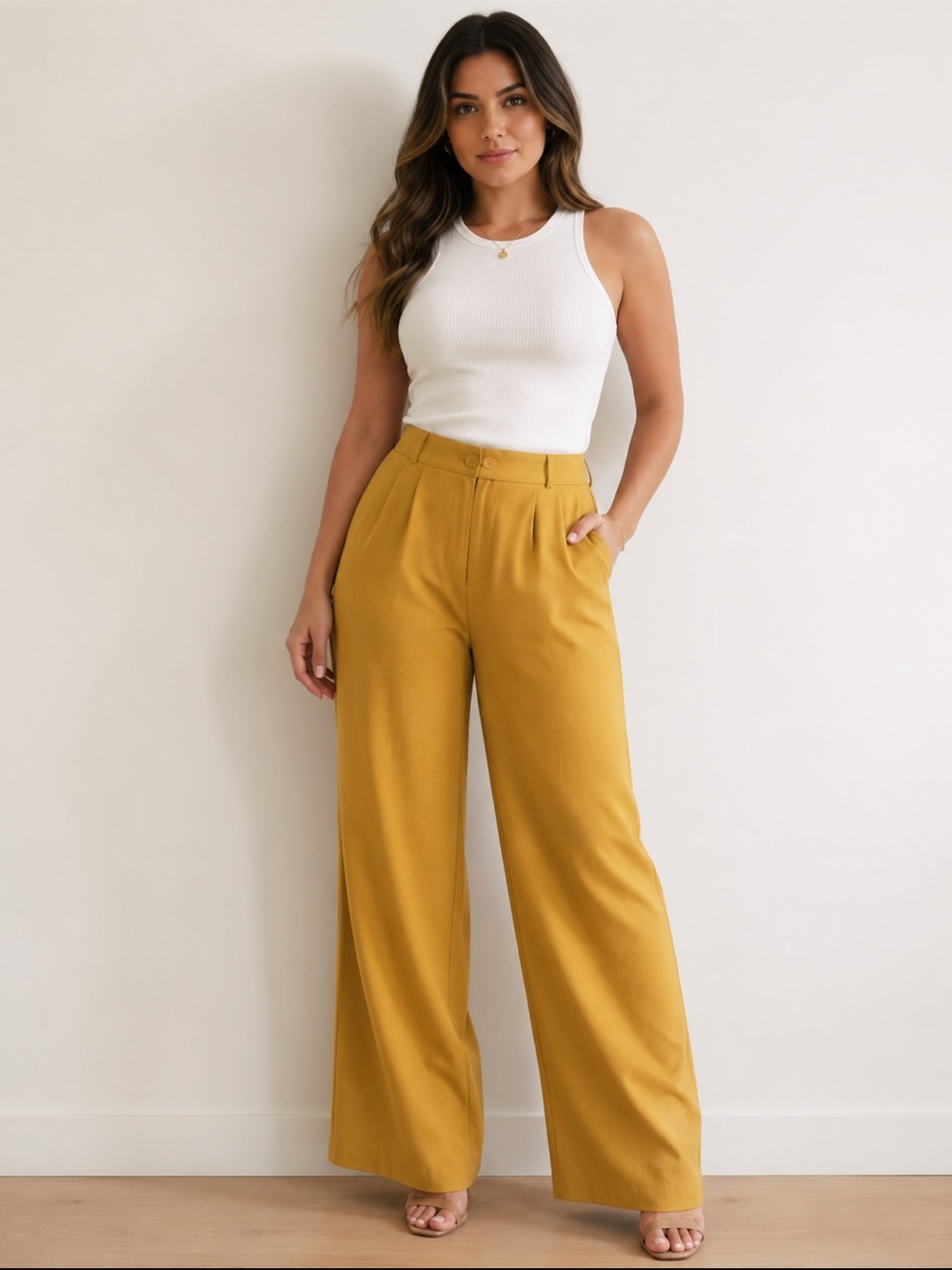 C‎ by One Mustard High Waist Wide Leg Pants - Size M